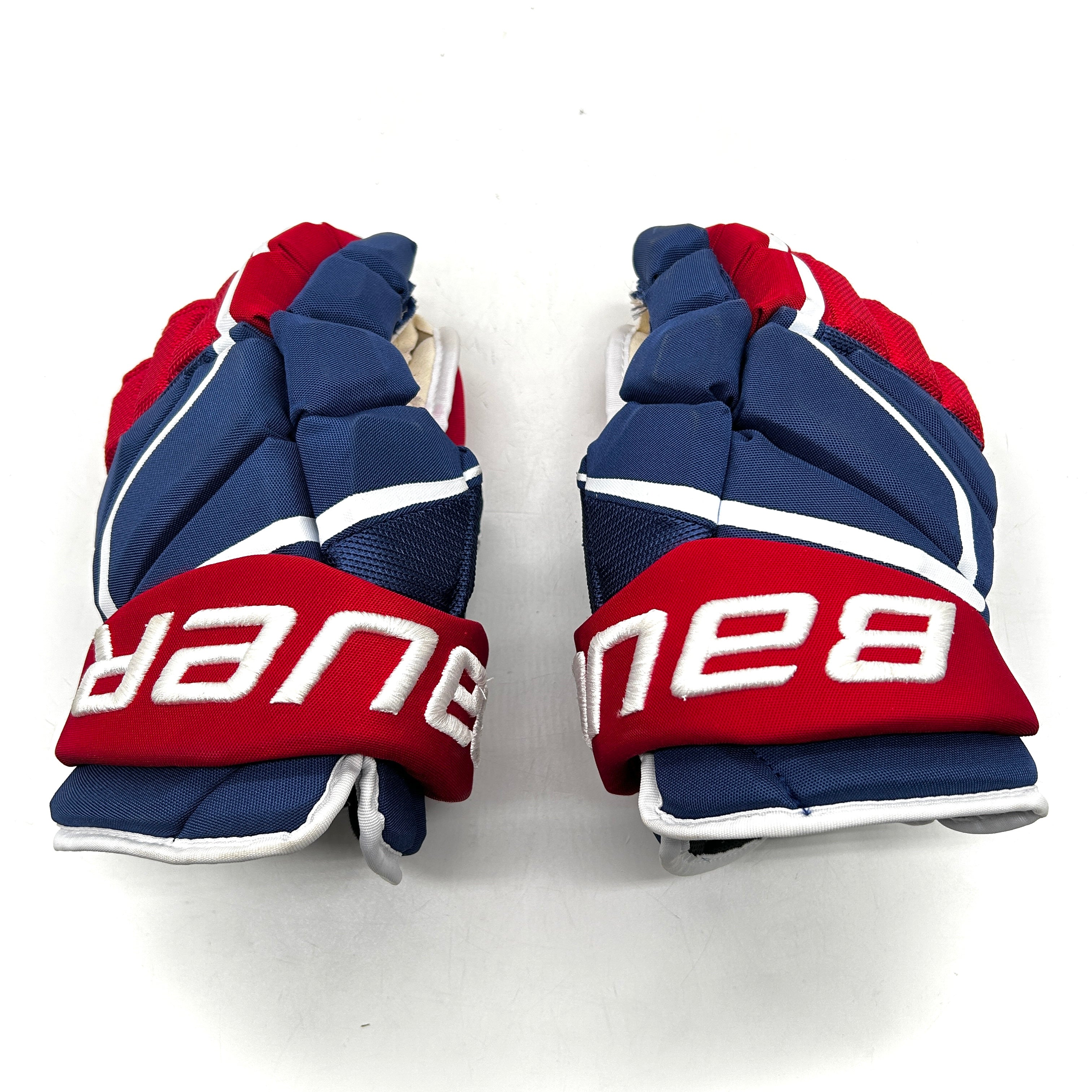 Bauer Vapor Hyperlite - Used NHL Pro Stock Glove - Chris Wideman (Blue/Red/White)